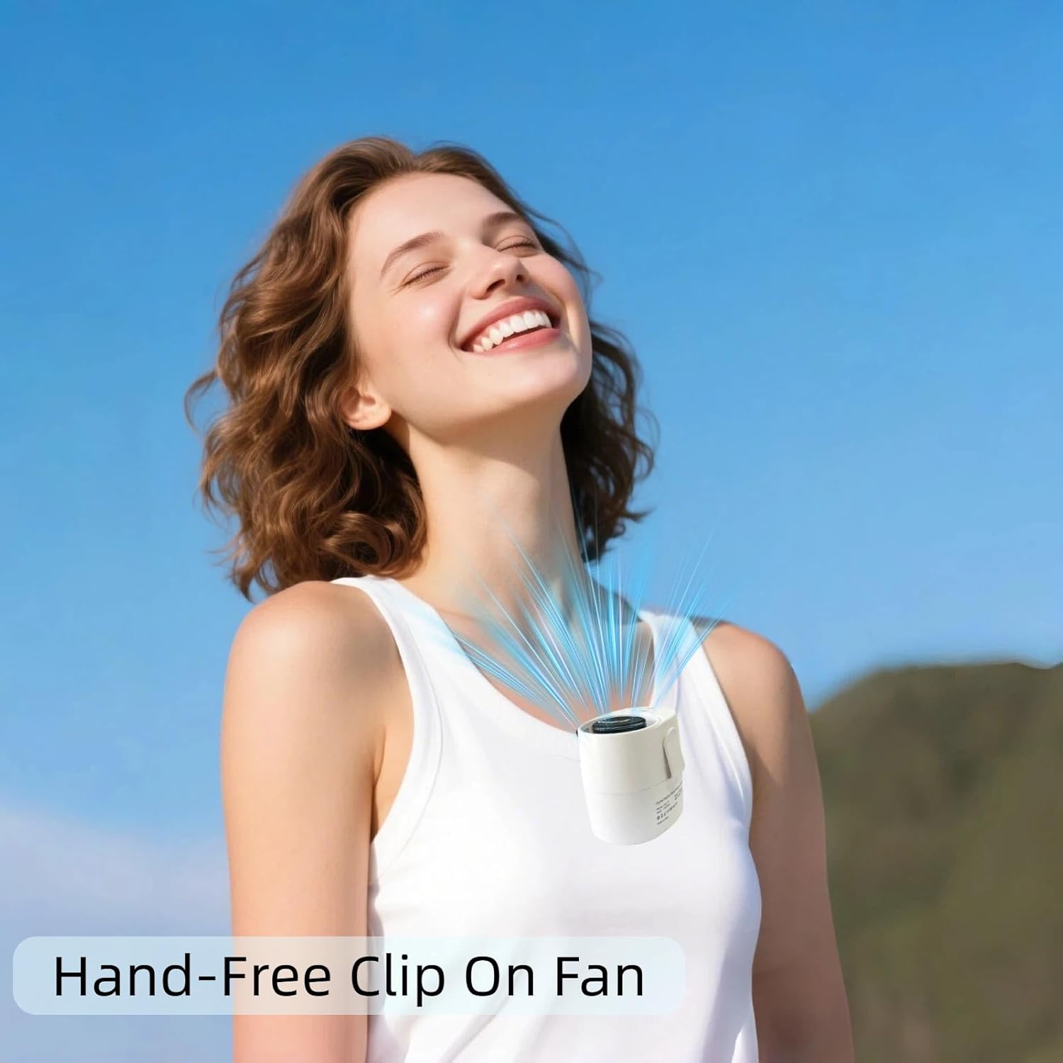 CHICWAY Portable Clip On Fan, 6-Speed Small Waist Fan with LED Display, 20H Rechargeable Personal Fan with Flashlight, Hands-Free Shirt/Belt/Desk Mini Fan for Outdoor, Travel, Camping
