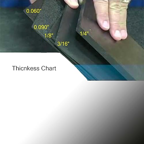 Miniatura 2 de 24"x48"x 1/4" (.250") Hoja de plástico ABS texturizado frontal liso trasero vacío formando termoformado negro