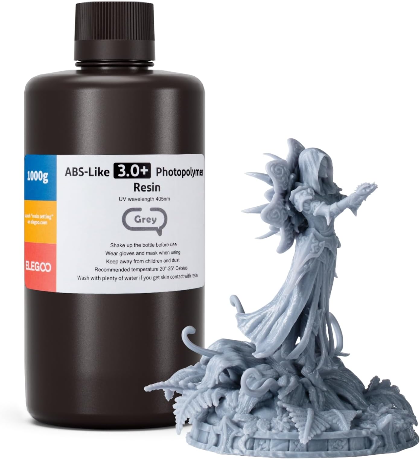 ABS-Like 3.0+ 3D Printer Resin Grey 1000g, High Heat-Resistance 3D Printing Resin, Lower Viscosity and Shrinkage, 405nm LCD UV-Curing for MSLA/LCD/DLP 3D Printer