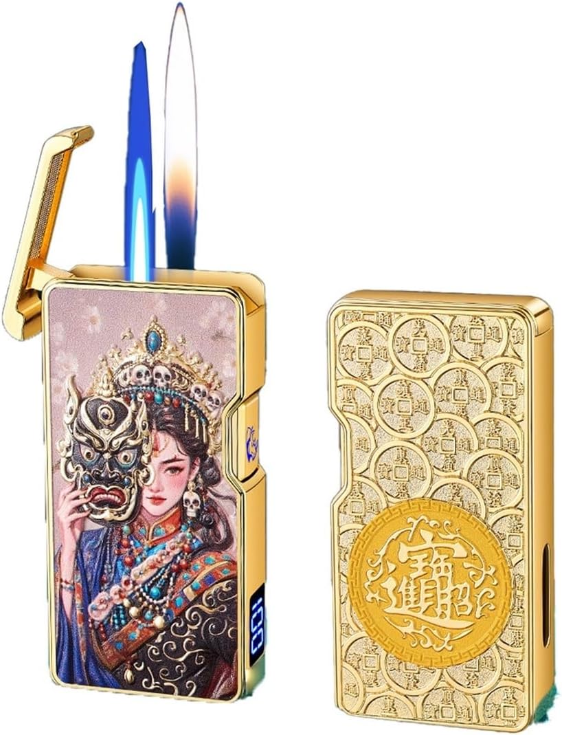 ブタントーチデュアルフレームライター、5 つの点火モードを備えたインテリジェントな音声コントロール、手作業でエンボス加工されたデザイ