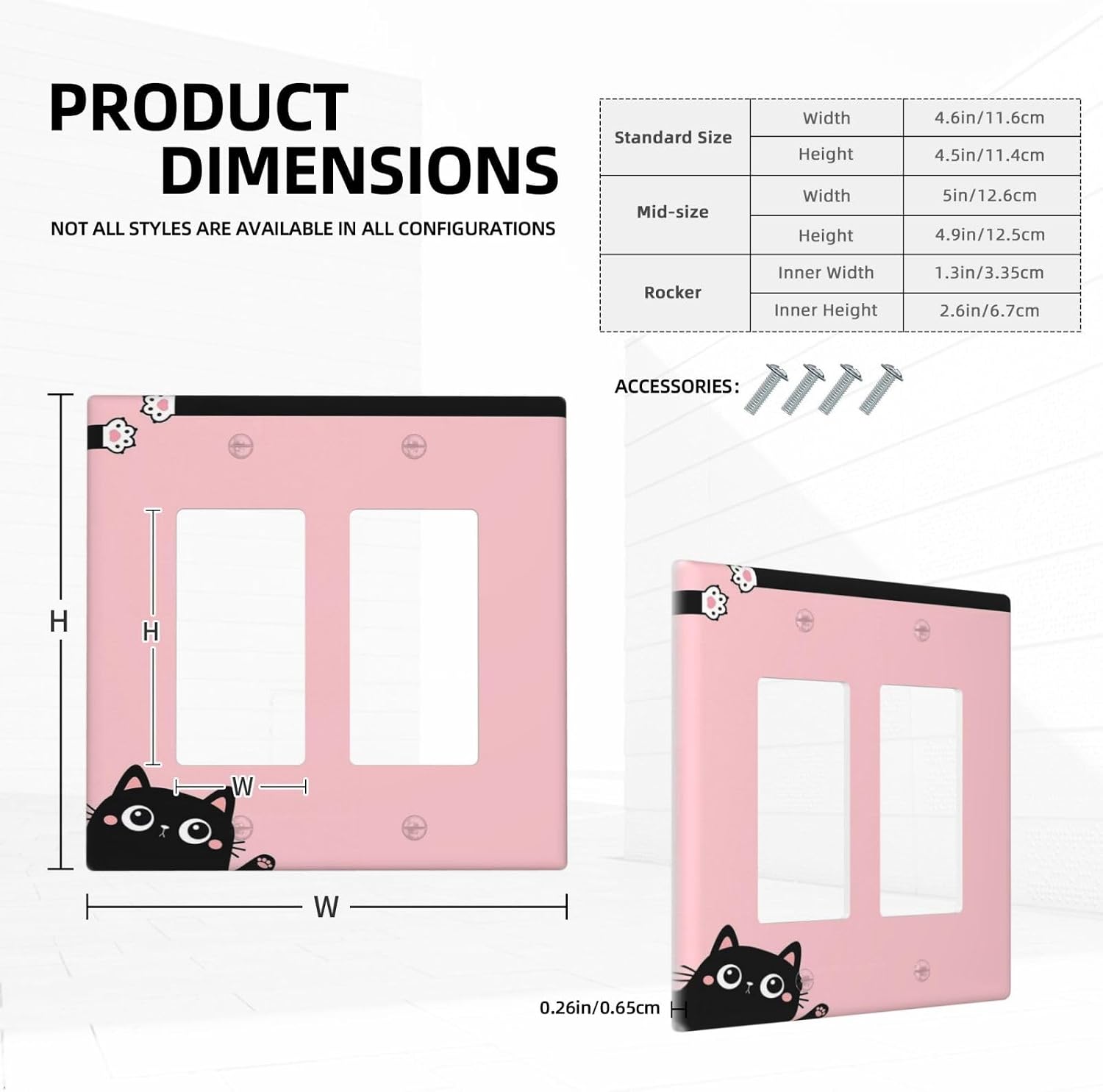 Decorative Outlet Covers Cute Kitten Black Cat Pink Background 2 Gang Wall Plate Cover Double Rocker Decora Light Switch Covers Plate Jumbo Dual Electrical GFCI Switch Plate Cover image 5
