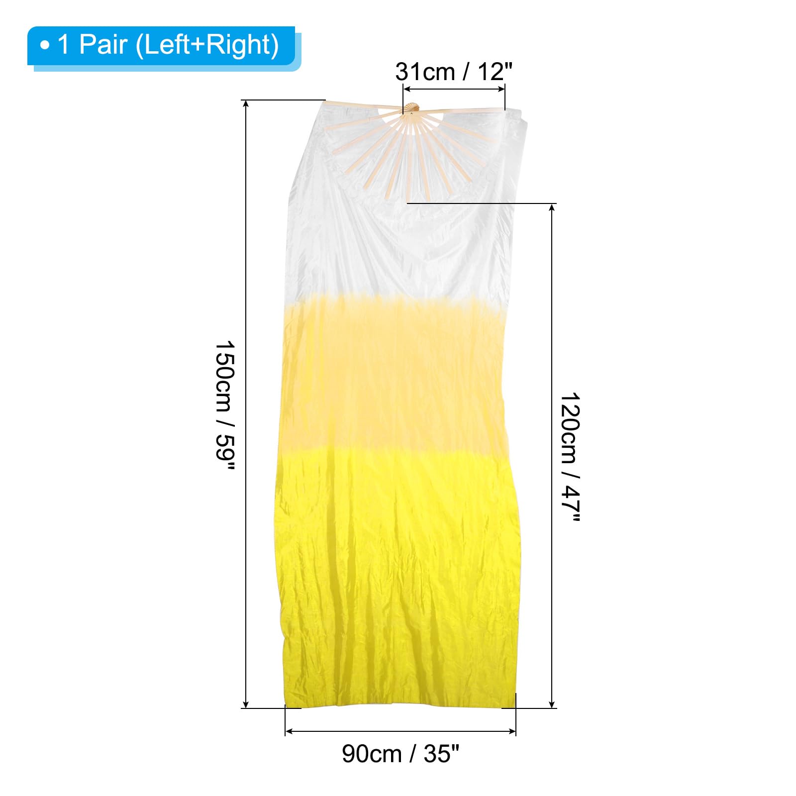 PATIKIL Belly Dance Silk Fan Veil 59" - Image 2