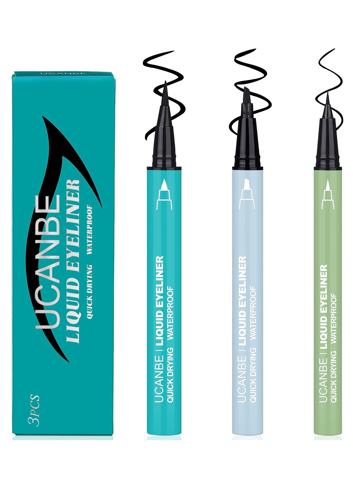 UCANBE 3 Piece Waterproof Quick Dry Liquid Eyeliner Set