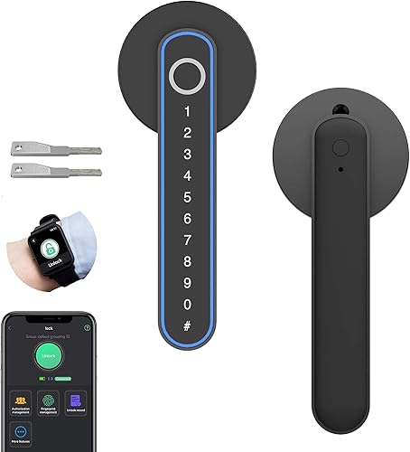 Miniatura 10 de eLinkSmart - Manija de huellas dactilares, cerradura de puerta inteligente, sin llave, perilla de puerta de entrada para dormitorio, puerta trasera,