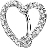 Piercing De Umbigo Feminino Formato Coração Cristal Aço Inoxidavel 316L strass Original Lcsloja