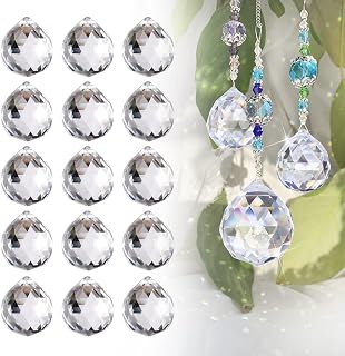 CAEEKER 24 PCS Clear Crystal Ball Prisms K9 Crystal Sun Catcher Pendant Window Rainbow Suncatcher Hanging Crystal Chandelier Prism Rainbow Maker with Drilled Hole for Feng Shui Ornaments Decor (20mm)