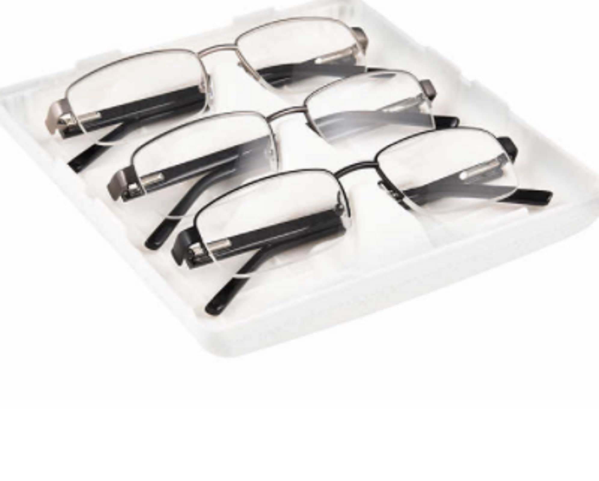 by Foster Grant Lyden Semi-Rimless Rectangular Reading Glasses, 3-Pack (Satin gunmetal/Matte black/Satin dark, 2.00)