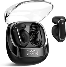Wireless Earbuds, Clip On Ear Headphones, Bluetooth 5.4 HiFi Stereo Earbuds, 42H, LED Display Ear Buds, Comfortable Lightweight, IP7 Waterproof Open Ear Earphones, Earbud for Workouts Running, Black