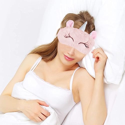 Miniatura 6 de Máscara de dormir para niños 4 piezas de felpa para dormir linda sombra de ojos regalos de cumpleaños y Navidad para niñas adolescentes hija mujeres