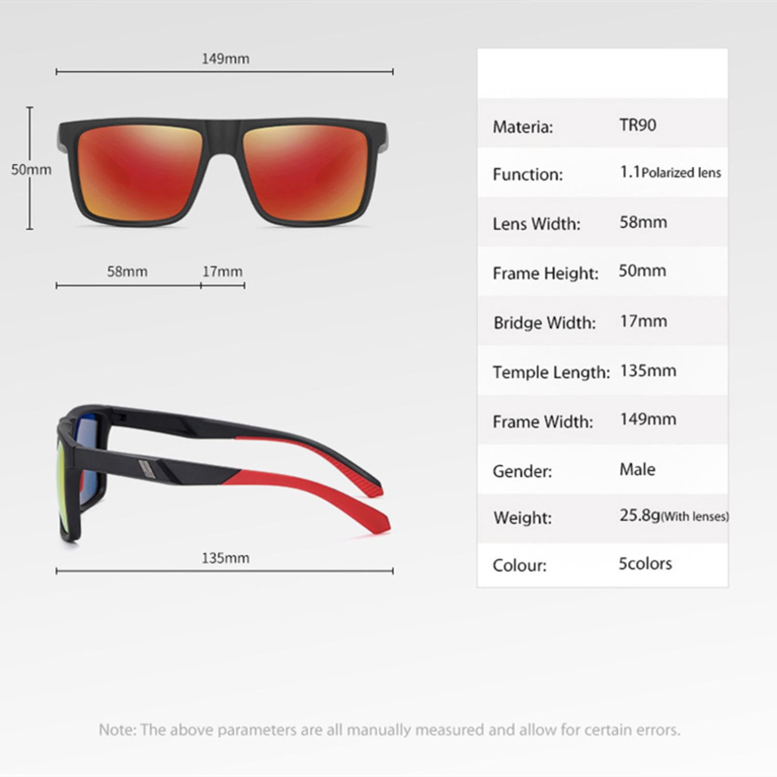 Gafas de sol con montura masculina, de moda, color marrón y azul, polarizadas, para hombre, con protección UV400