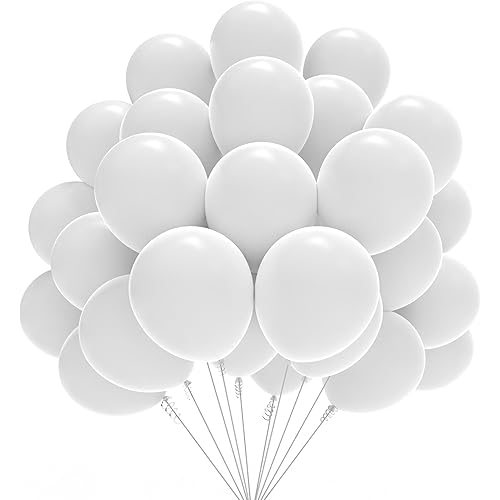 JOYYPOP 100 Pcs 12 Inch White Pearl Latex Balloons for Wedding, Birthday, Bridal Shower & More