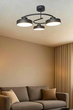 Dönence Led Siyah Renk Modern Tasarım Enerji Tasarruflu Üç Renk Işık Ledli Dekoratif Avize Salon Yemek Odası [Enerji Sınıfı A++]