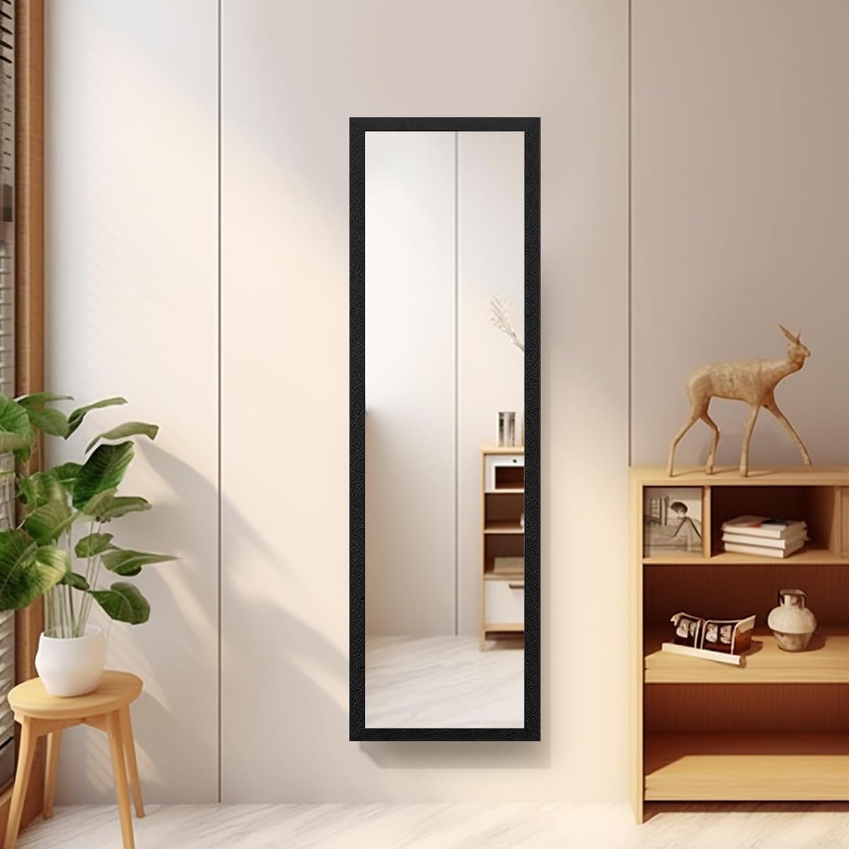 Beauty4U Espejo de pared de longitud completa de 50 x 14 pulgadas, espejo de puerta barroco negro | Espejo de Tocador de Pared para Dormitorios, Dormitorios, Entradas Y Espacios Pequeños; Hardware incluido