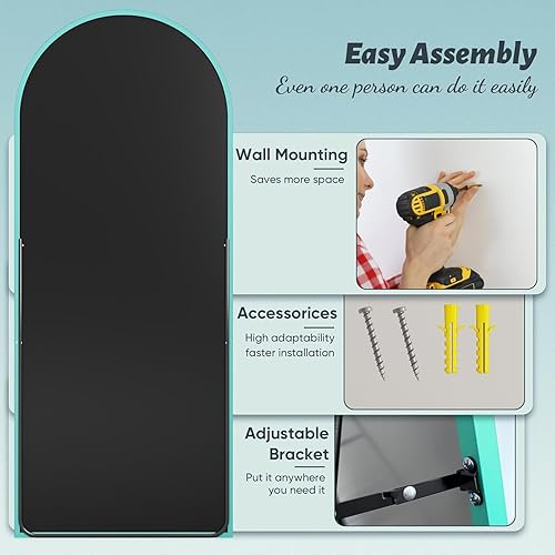 Vista 105 de Espejo de longitud completa, de 58 x 19 pulgadas, de suelo, arqueado, de pie, no empotrado, con soporte, colgante, montado para dormitorio, sala
