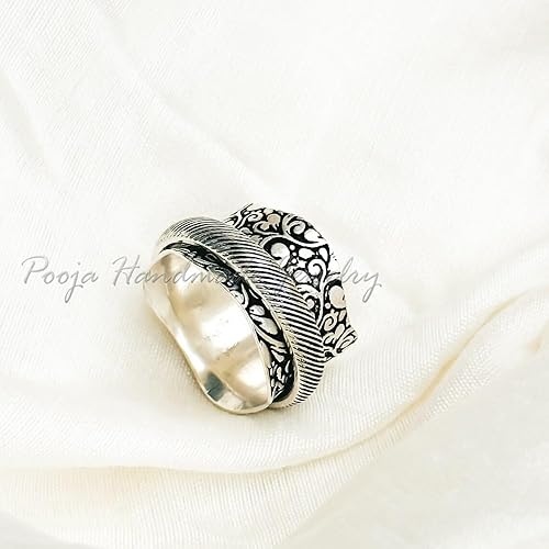 Miniatura 2 de Spinner Rings For Anxiety Women, 925 Silver Spinner Ring, Wide Band Ring, Meditation Ring Spinner, Fidget Spinner Ring, Spinning Silver Ring,