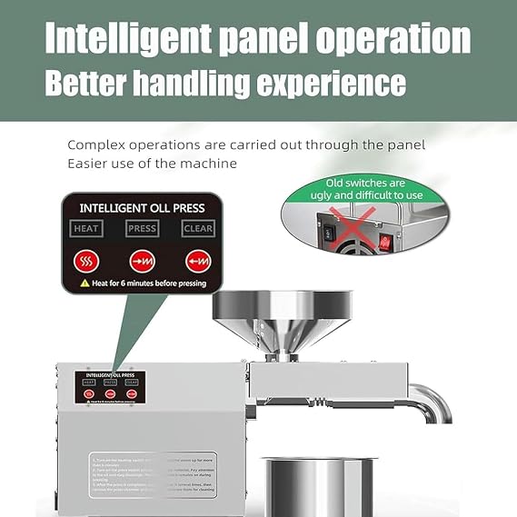 Commercial Oil Press Machine, Oil Press Machine Electric Seed Oil Maker Stainless Steel, Cold/Hot Nut Oil Ext-ractor for Peanut Sunflower Walnut