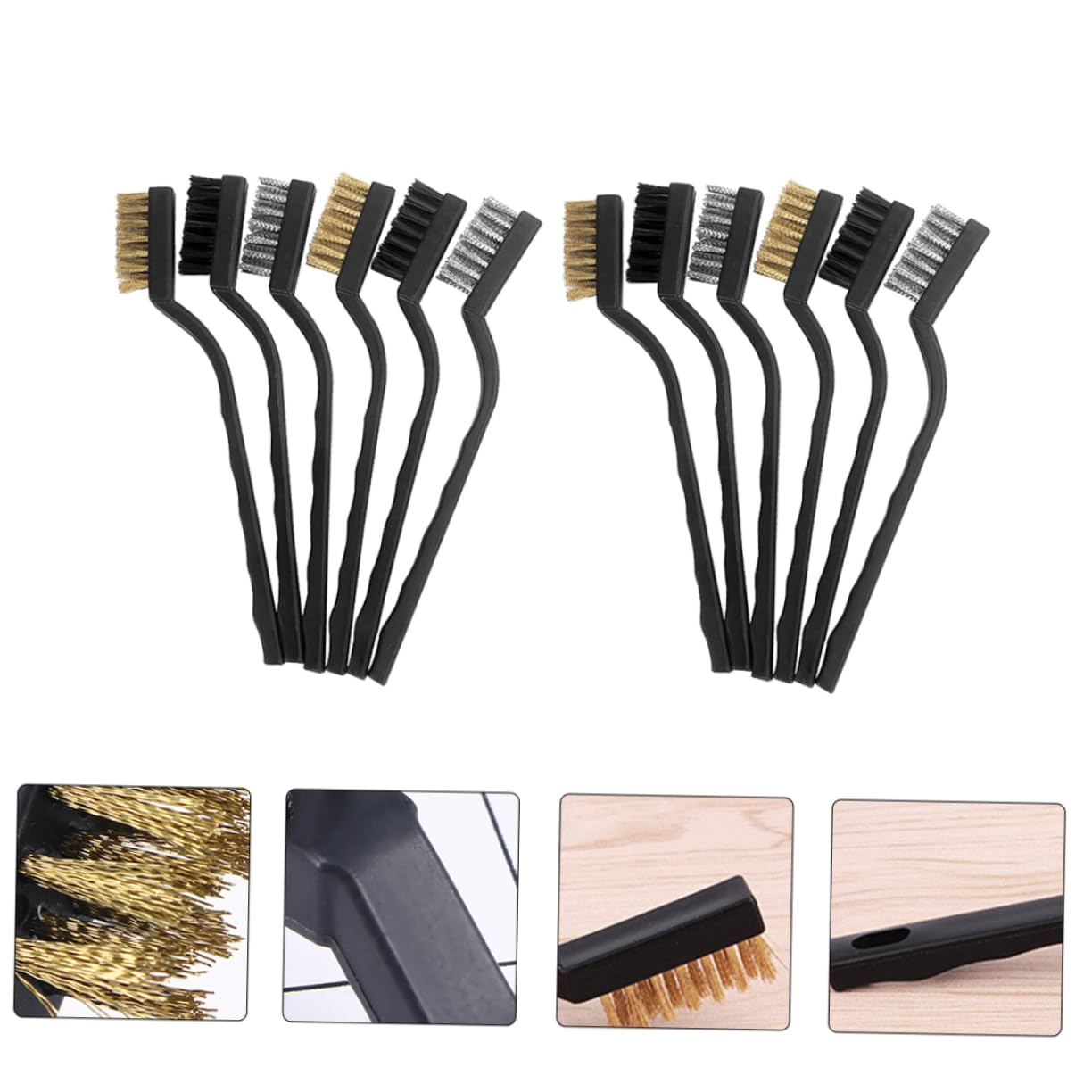 12pcs Wire Brushes Copper Stainless Steel Nylon Industrial Cleaning Scratch Rust Removal Toothbrush for Welding and Surface Maintenance