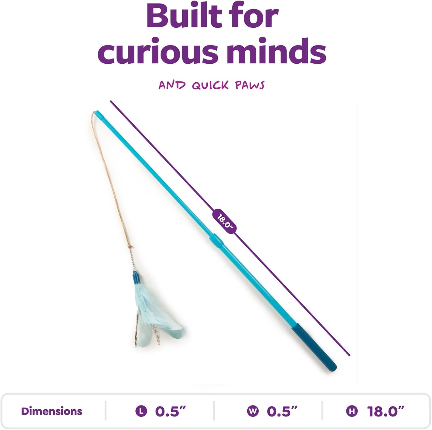 Frisky Flyer, Interactive Cat Toy, Extendable and Retractable Wand with Feathers - The Wand Handle Easily Extends Up to 24" to Engage Cats in High-Flying Fun and Retracts Back Down for Easy image 2