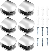6 x Glass Shelf Brackets, Adjustable 6-8 mm Thick Glass Shelf Brackets, Glass Clips, Mirror Clip