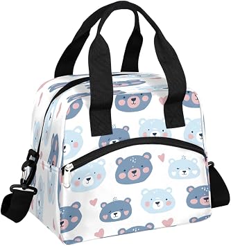 Cute Animals Bear Insulated Lunch Bag for Women Men, Thermal Leakproof Lunch Box with High Capacity Reusable Cooler Tote Bag for Work Picnic Camping,A-883