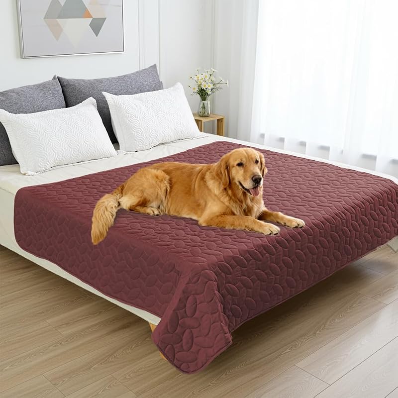 Capa impermeável para cama e sofá de cães, manta acolchoada em microfibra Ameritex Burgundy 208,28 x 304,8 cm