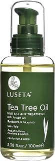 Luseta Tea Tree & Argan Oil Hair Serum for Damaged Oily Hair - Revitalizing Nourishing Color-Safe Treatment 3.38 fl oz