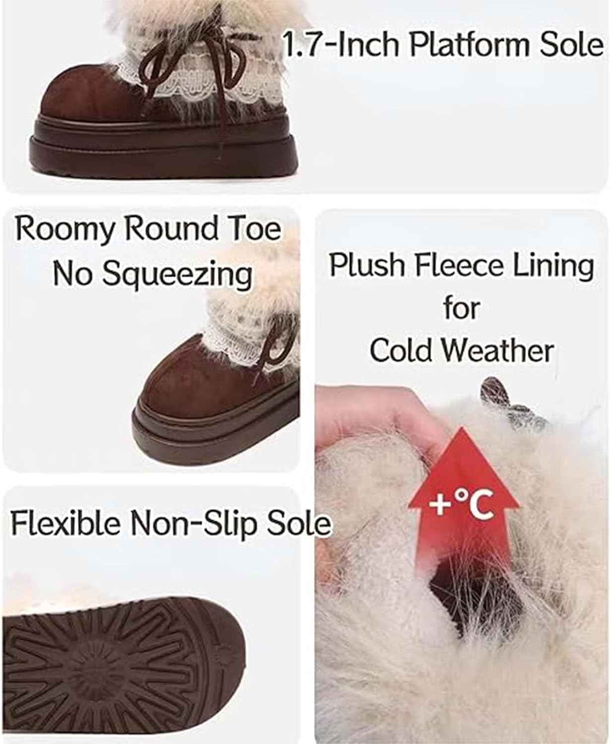 Trendy Snow Boots Warm, Essential Women's Winter Snow Boots, Winter Boots For Women, with Faux Fur Lining and Short Cuffs, Suitable for Indoor and Outdoor Use