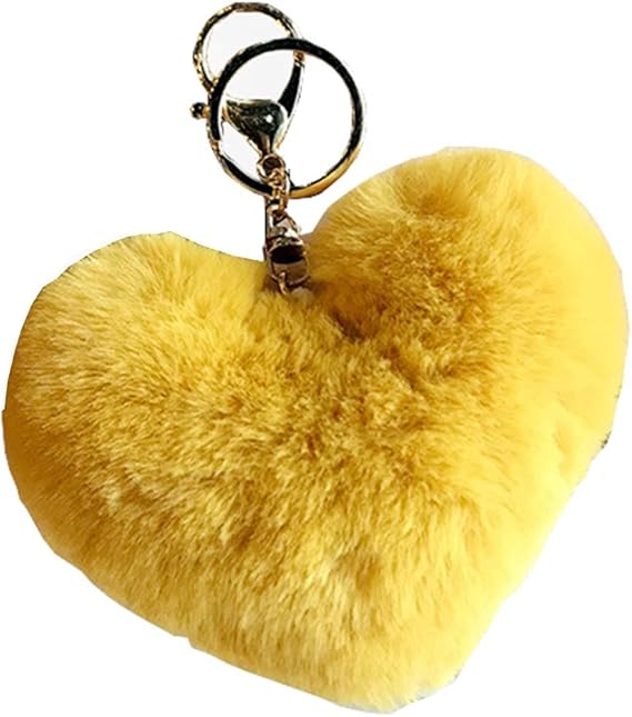 Amazon Co Jp Xinn ふわふわ ハート型 高級レーヨンファーチャーム もこもこ タッセル フリンジ キーホルダー ポンポン 超かわいい 毛玉 バッグチャーム カバン 携帯 鍵 自動車飾り ファー小物 ギフト 暖かい イエロー シューズ バッグ
