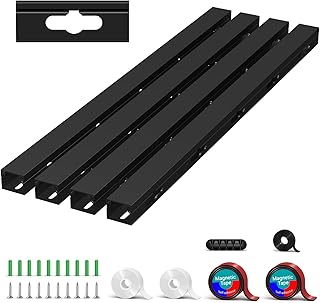 Gestione dei cavi sotto la pista da scrivania, Canalina Passacavi Adesiva Magnetic Nera, 3 Metodi di Montaggio per Nascondere Computer, Scrivania da Gioco, Rete, TV, Cavo di Alimentazione (4PCS)