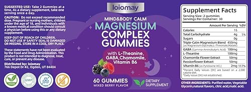Miniatura 9 de Gomitas de glicinato de magnesio para niños y adultos, suplemento de complejo de magnesio triple calma sin azúcar con glicinato, L-treonato, malato,