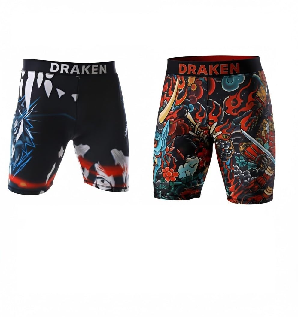 Wolf & Samurai MMA Compression Shorts for Men Pack of 2 Quick Dry Gym, BJJ & Crossfit Training Wear-image-42