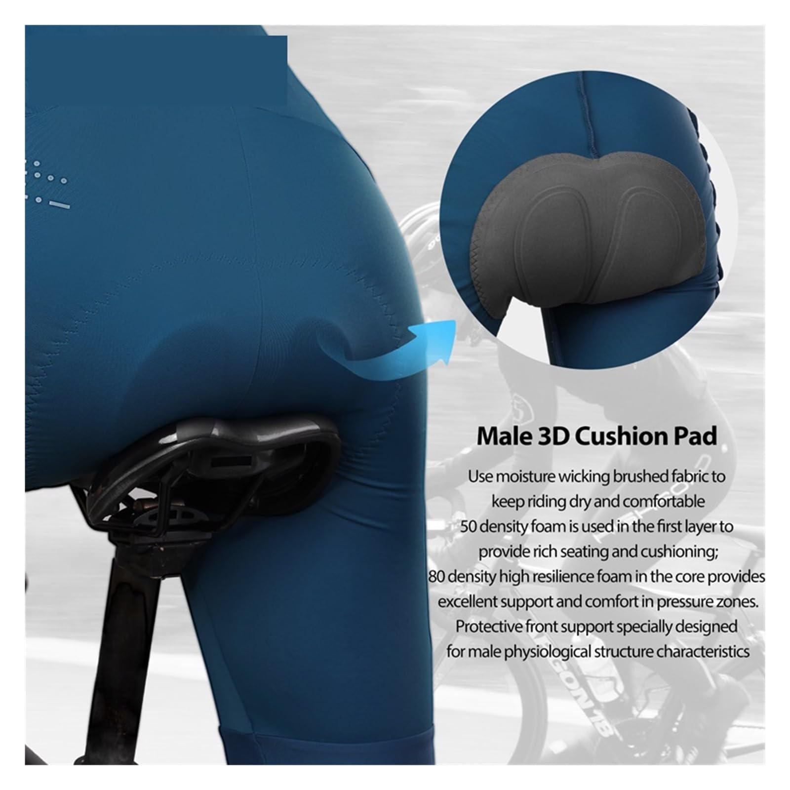 Bicicleta Pantalones Cortos Pantalones Cortos de Ciclismo Verano con Tirantes y Acolchado 3D for Hombre, Pantalones for Bicicleta montaña, for Carretera Bolsillo(Blue,M-EU)
