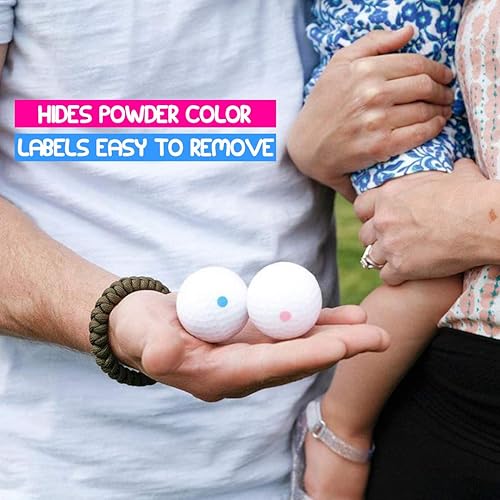 Miniatura 5 de Pelotas de golf para revelar el género, una rosa, una azul + camiseta de madera incluida, el mejor regalo para los futuros padres con temática de