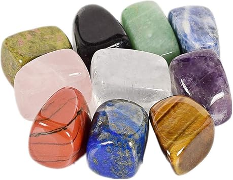 AITELEI 10 Pieces/Box Natural Chakra Tumbled Stone Gemstone Rock Mineral Crystal Polish Healing Meditation for feng Shui Decor