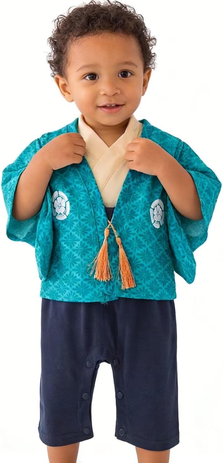 Baby Boy Kimono Romper Suit Japanese Costumes Infant Cotton Samurai Outfits