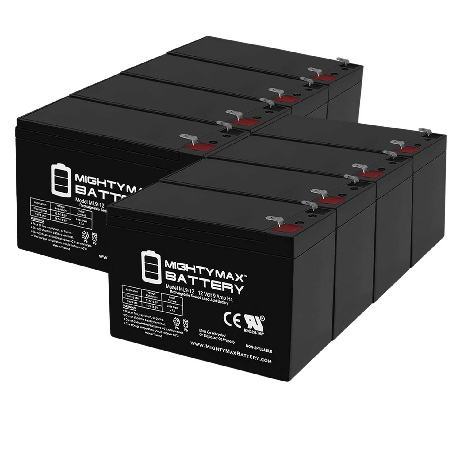 Amazon.com: 12V 9Ah Battery Replaces BB BP7.5-12, BB HR8-12, HR9-12T2-8 ...
