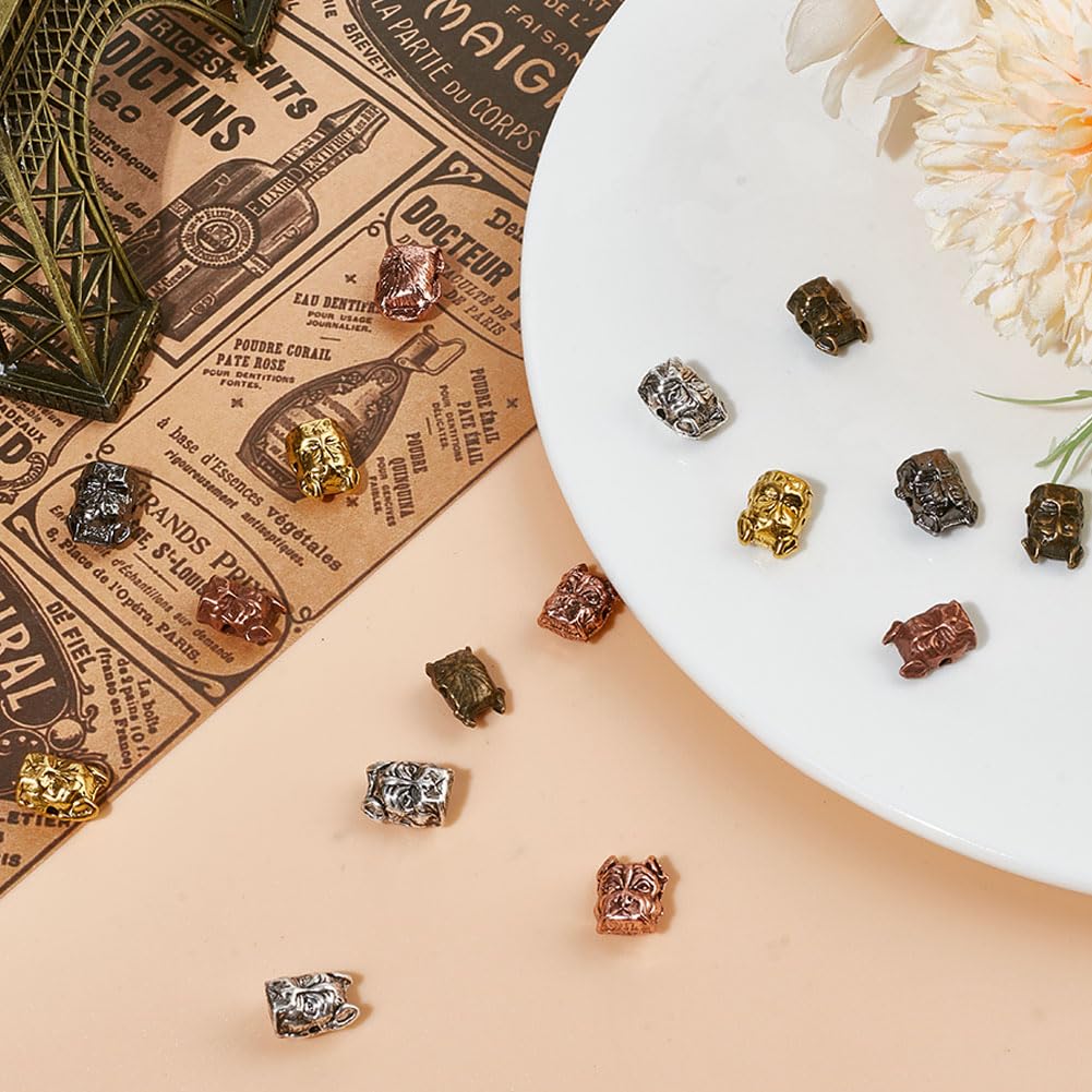 DELORIGIN 24pcs Dog Head Beads for Bracelets,6 Colors Alloy Puppy Beads 1.6mm Hole Bulldog Beads Charms Pet Head Bead Spacer Beads Antique European Charm for Bracelet Necklace Jewelry Making - Image 4