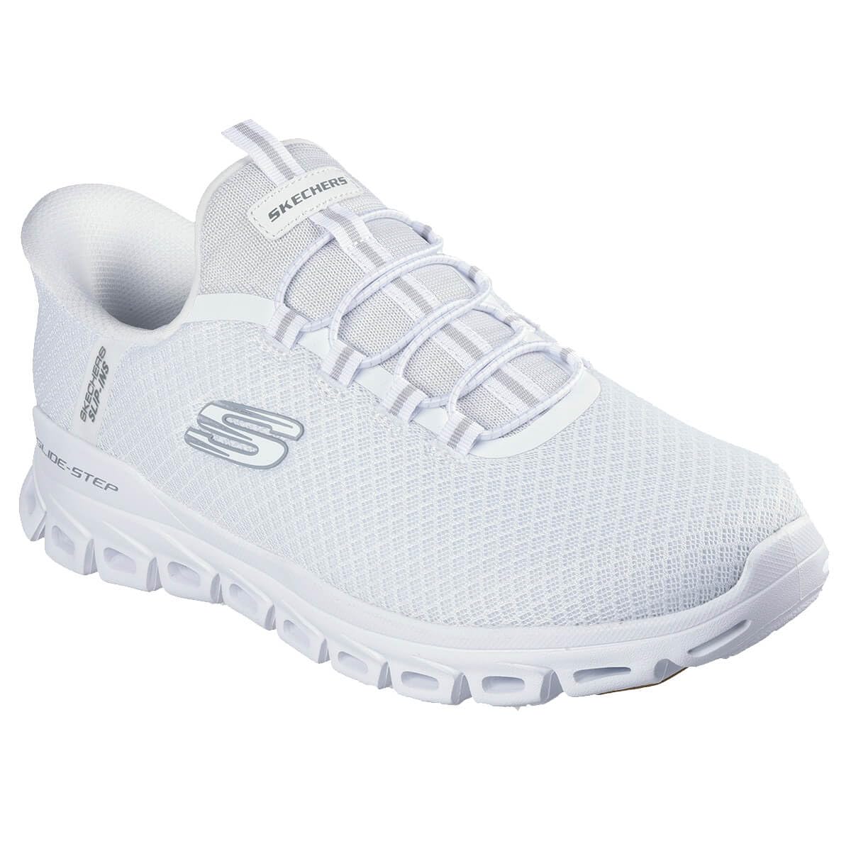 Skechers Mens Glide-Step Noxus Cushioned Stretch Trainers - White - UK6.5