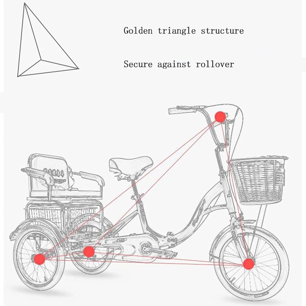 Three Wheel Bike 20 Inch Seniors Adult Tricycle Trike Bicycle Cargo Basket Foldable Tricycle for Picnic Cycling Pedalling Shopping Work Men & Women