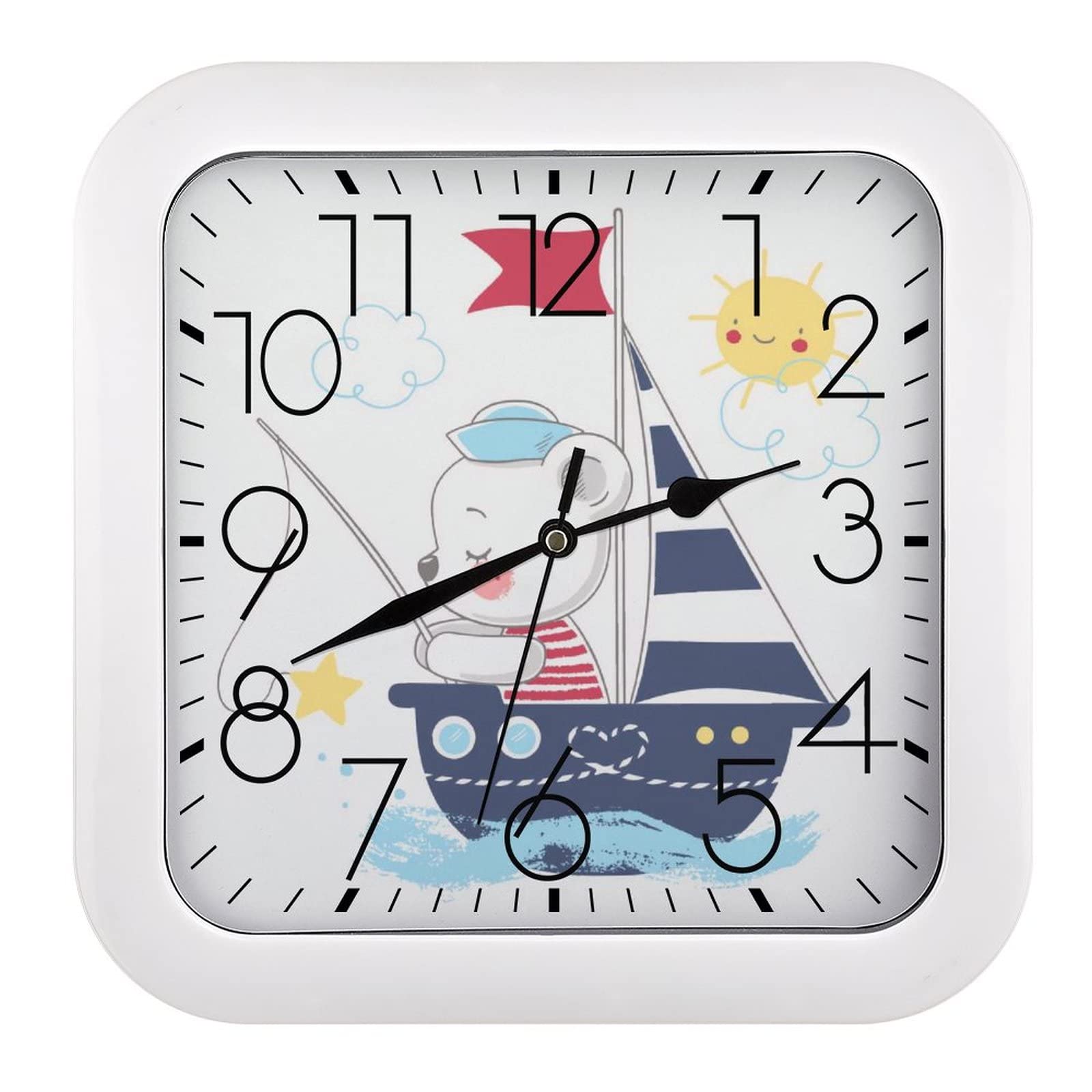 Horloge Murale Carrée Ours un Cadeau Décoratif Idéal pour une Crémaillère ou Salon