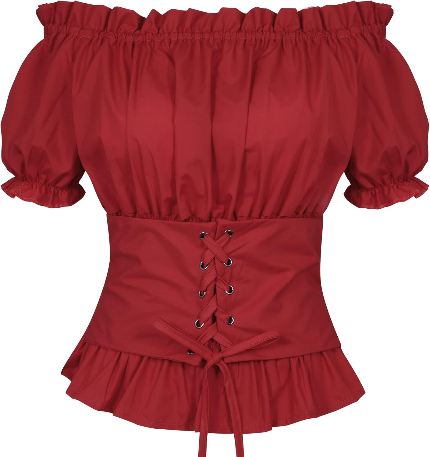 WERFORU Women Renaissance Off Shoulder Short Sleeve Top