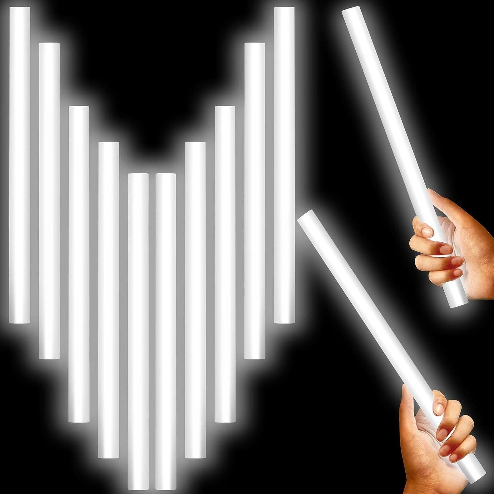 THE WHITE SHOP 10PCS Grade Glow Sticks Bulk Jumbo Light Stick Emergency Large Glow Sticks for Camping Accessories (Green/White ） (Color : White)