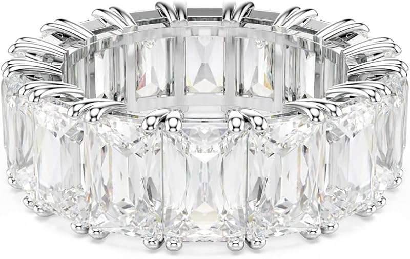 Matrix Ring, Rectangular Cut Clear Crystals, Rhodium Finish