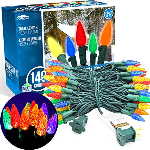 2 Sets 70-Count C6 Christmas Light, Multicolor Christmas Lights for Indoor or Outdoor Christmas Decorations