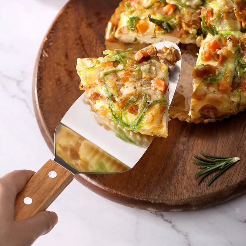 2 unids Pizza Servidor Pala Mango Antideslizante Plancha Espátula para Pastel de Queso Herramienta Portátil para Hornear Para Uso en el Hogar Restaurante 5