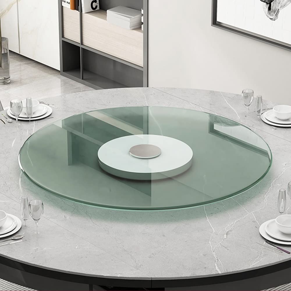 Lazy Susan De Cristal Templado 80 Cm - Plato Giratorio Para Mesa, Rodamiento Silencioso, Base De Aluminio