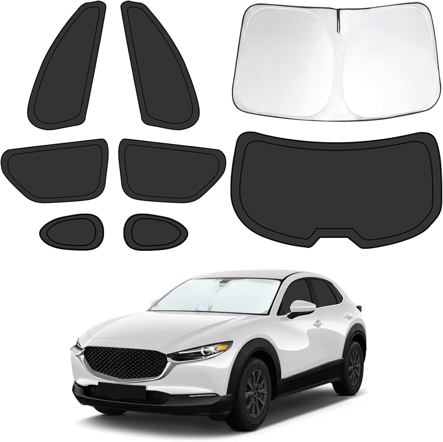 8pcs Car Window Shades for Mazda CX30 2019-2025, Full Car Window Covers for Privacy, Sunshades for CX-30 Front Rear Windshield Side Windows to Block UV and Protect Privacy