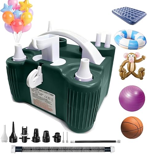 Bomba eléctrica de globo 4 en 1, puertos de inflado triples, bomba de globo de aire de 110 V 600 W para todos los globos, inflables y pelotas