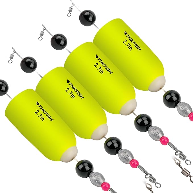 THKFISH Fishing Floats Bobbers Fishing Popping Cork Trout Float Rig Weighted Popping Floats Cork Trout Floats for Fishing Saltwater 4PCS