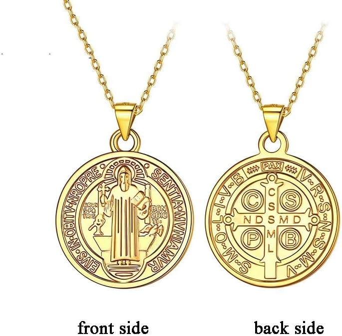 Miniatura 2 de Moneda de plata de ley 925 San Benito Collar medalla de san benito de plata 925 original San Benito Medallas Cadena Medalla Sacramental Colgante